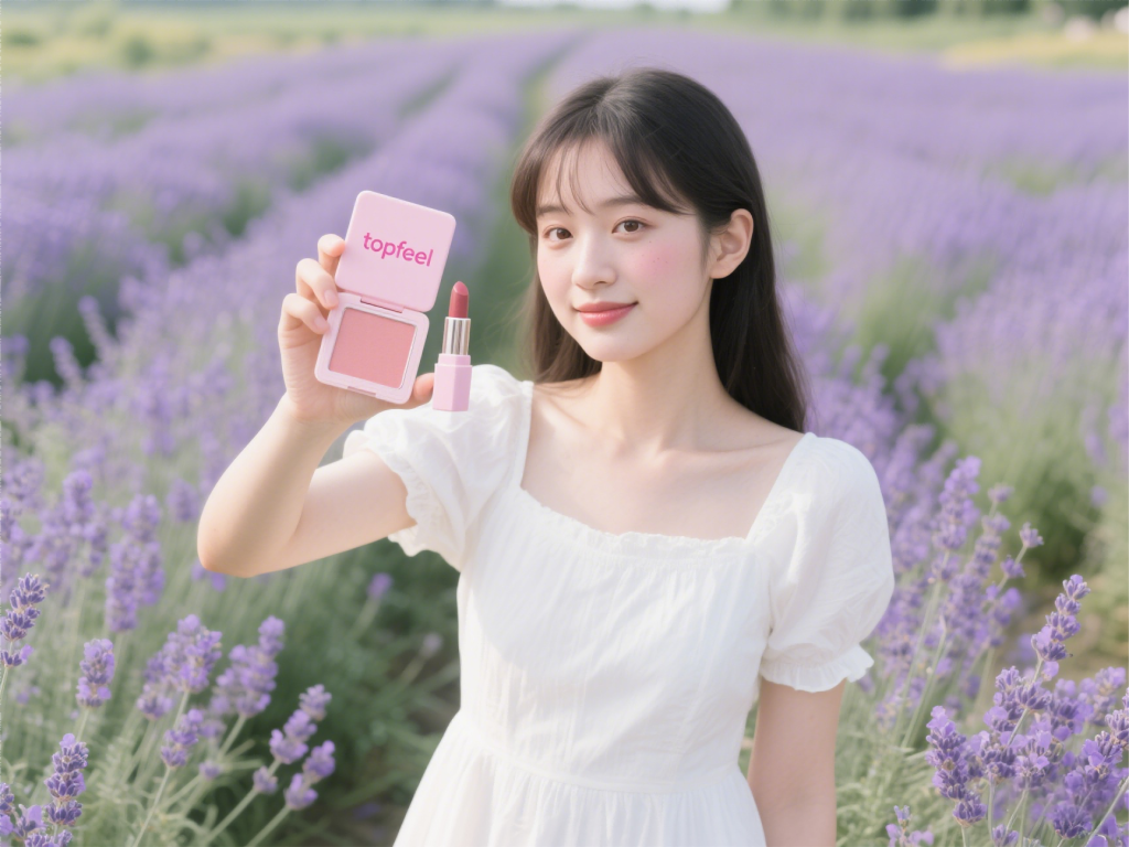 a girl hold a blush palette by topfeel 