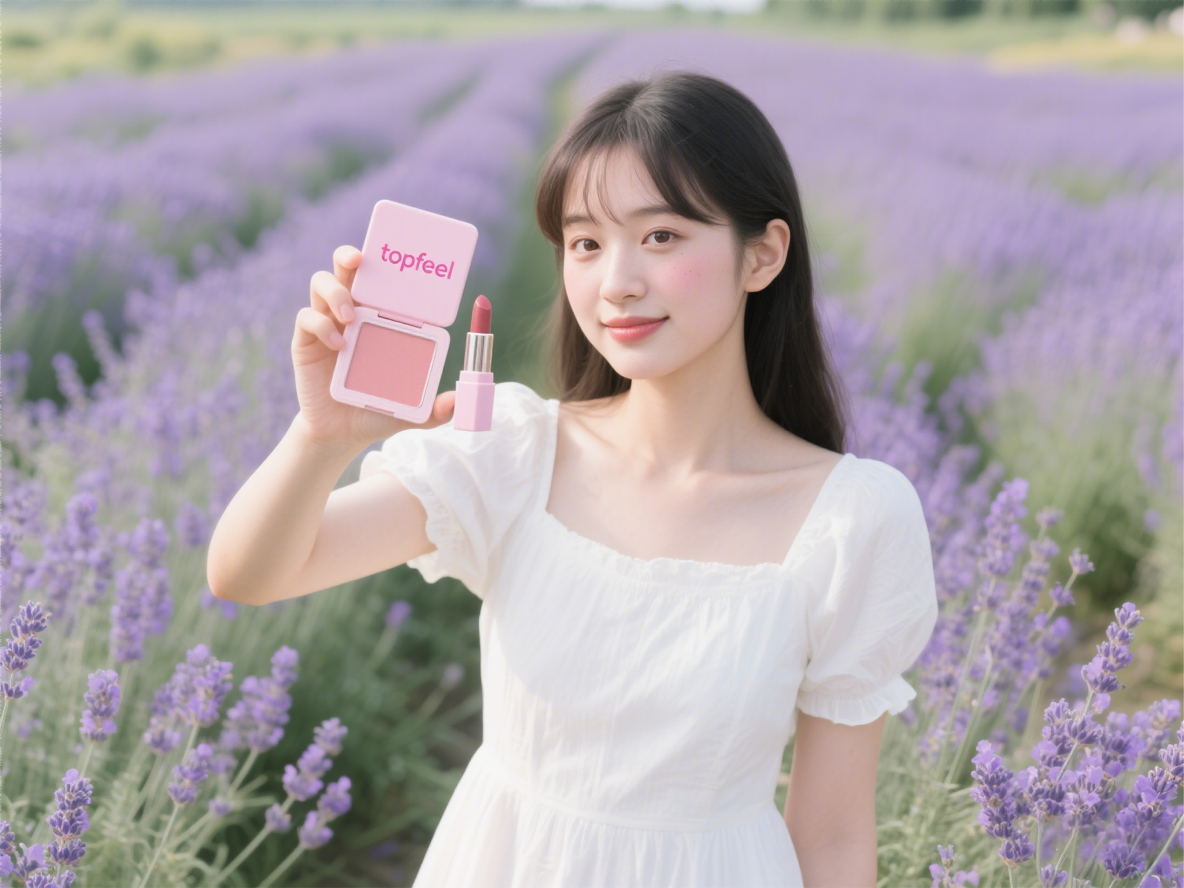 a girl hold the blush